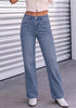 Bay Blue Women's Rhinestone Wide Leg Jeans, High Waisted Stretch Glitter Sparkly Embellished Denim Pants, 29.5