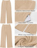 Beige Women's Ankle-Length High-Waist Pants Relaxed Fit Wide-Leg Pull-On Side Pocket