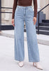 GRAPENT Women's High Waisted Wide Leg Baggy Jeans | Stretchy Denim, Adjustable Cinched Waist, 30