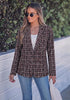 GRAPENT Women's Tweed Plaid Blazer | Notched Lapel, Fully Lined, Shoulder Pads, Single Button, 2 Pockets, Interview Office Business Casual