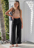 GRAPENT Women's High Waisted Ruffle Hem Wide Leg Jeans | Stretch Denim, 27.5