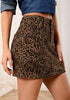 Brown Cheetah Print Mini Skirt for Women High Waist Stretchy 90s Animal Print Short Skirt Fall Country Concert Outfit Western Style