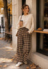 GRAPENT Women's High Waisted Wide Leg Plaid Pants | Tartan Pattern, Elastic Waist Drawstring, Pockets, Relaxed Fit, Casual Daily Fall Outfits