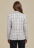 GRAPENT Women's Tweed Plaid Blazer | Notched Lapel, Fully Lined, Shoulder Pads, Single Button, 2 Pockets, Interview Office Business Casual