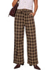 GRAPENT Women's High Waisted Wide Leg Plaid Pants | Tartan Pattern, Elastic Waist Drawstring, Pockets, Relaxed Fit, Casual Daily Fall Outfits