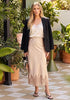 Sandshell Women's Satin Maxi Skirt — Silky Bias Cut Long Slip Skirt with Easy Pull On Elastic Waistband & Lace Trim Hem
