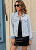 Roadnight Blue Acid Washed Women's Denim Frayed Hem Button Up Distressed Jackets