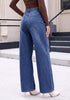 GRAPENT Women's High Waisted Wide Leg Baggy Jeans | Stretchy Denim, Adjustable Cinched Waist, 30