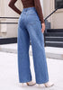 GRAPENT Women's High Waisted Wide Leg Baggy Jeans | Stretchy Denim, Adjustable Cinched Waist, 30