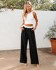 Black & White Block Women's High Waisted Wide Leg Business Work Pants