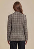 Brown Women's Plaid Tweed Work Blazer | Long Sleeve Notched Lapel Jacket, Fully Lined, Shoulder Pads, Single Button, 2 Pockets – Office, Interview, Business Casual