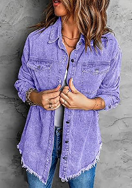 Aster Purple Button-Up Oversized Women's Denim Shacket