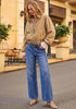 Classic Blue Women's Wide Leg High Waist Stretch Jeans Baggy Straight Leg Denim Pants,  29.5 Inch Inseam Angled Side Seam, Country Concert Western Style