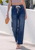GRAPENT Women's High Rise Straight Wide Leg Jeans | Stretchy Denim, Elastic Waist, 29.5
