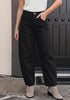 True Black Women's Trendy Barrel Jeans — High Waisted Baggy Wide Leg Denim Pants with Cinched Waist, Front Seam & Ankle Length