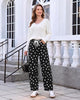 GRAPENT Women's High Rise Polka Dot Barrel Jeans | Stretch Denim, Elastic Drawstring Waist, 27