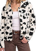 Black Cow Print Women's Cow Print Faux Suede Shacket — Cropped Button Down Jacket with Pockets & Full Lining