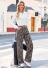 GRAPENT Women's High Waist Wide Leg Leopard Jeans | Stretchy Denim, Baggy Loose Fit, 29.5