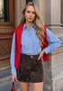 Brown Leopard  Print Mini Skirt for Women High Waist Stretchy 90s Animal Print Short Skirt Fall Country Concert Outfit Western Style