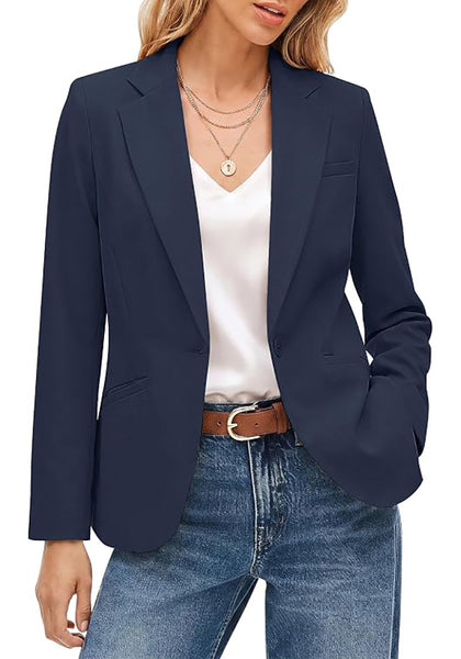 GRAPENT Women's Business Casual Blazer | Notched Lapel, Shoulder Pads, Single Button, 2 Pockets, Work Office Interview Outfits