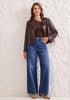 GRAPENT Women's High Waisted Wide Leg Baggy Jeans | Stretchy Denim, Adjustable Cinched Waist, 30