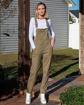 Slate Green Women's Casual Stretch Denim Bib Overalls Pants Pocketed Jeans Jumpsuits