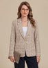 GRAPENT Women's Tweed Plaid Blazer | Notched Lapel, Fully Lined, Shoulder Pads, Single Button, 2 Pockets, Interview Office Business Casual