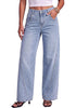 Ice Blue Women's Wide Leg High Waist Stretch Jeans Baggy Straight Leg Denim Pants, 29.5 Inch Inseam Angled Side Seam, Country Concert Western Style