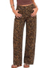 GRAPENT Women's High Waist Wide Leg Leopard Jeans | Stretchy Denim, Baggy Loose Fit, 29.5
