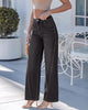 Washed Black Women's Wide Leg High Waist Stretch Jeans Baggy Straight Leg Denim Pants,  29.5 Inch Inseam Angled Side Seam, Country Concert Western Style