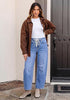 Medium Blue Barrel Jeans for Women High Waisted Baggy Drawstring Wide Leg Denim Pants Stretchy Ankle Length 27.5 Inseam Casual Trendy