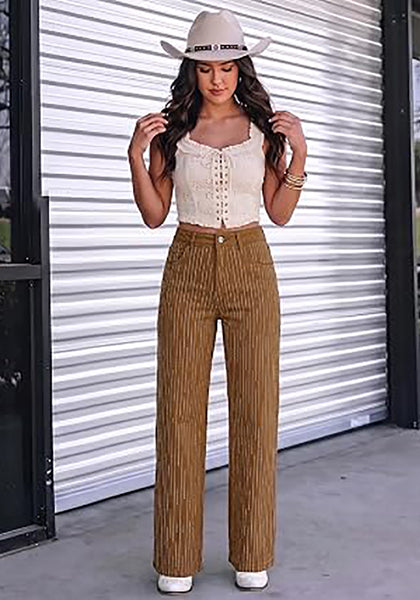 Brown  Women's Rhinestone Wide Leg Jeans, High Waisted Stretch Glitter Sparkly Embellished Denim Pants, 29.5" Inseam Trendy Party Night Out Outfits