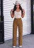 Brown  Women's Rhinestone Wide Leg Jeans, High Waisted Stretch Glitter Sparkly Embellished Denim Pants, 29.5