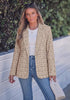 GRAPENT Women's Tweed Plaid Blazer | Notched Lapel, Fully Lined, Shoulder Pads, Single Button, 2 Pockets, Interview Office Business Casual