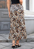Cashew Cheetah  Women's Leopard Print Satin Maxi Skirt — High Waisted Bias Cut A Line Slip Skirt with Stretchy Elastic Waistband