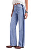 Lakeside Blue Women's High Waisted Straight Leg Jeans, Tuxedo Side Stripe Stretchy Denim Pants, 29