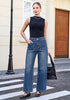 GRAPENT Women's High Waisted Wide Leg Jeans | Soft Stretch Denim, Patch Pocket, 29.5