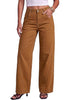Camel Brown Women's Wide Leg High Waist Stretch Jeans Baggy Straight Leg Denim Pants,  29.5 Inch Inseam Angled Side Seam, Country Concert Western Style
