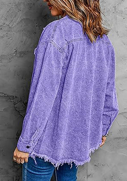 Aster Purple Button-Up Oversized Women's Denim Shacket