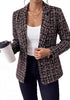 Black & Wine Red Women's Plaid Tweed Work Blazer | Long Sleeve Notched Lapel Jacket, Fully Lined, Shoulder Pads, Single Button, 2 Pockets – Office, Interview, Business Casual