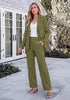 Olive Green Women's Elegant Business Pantsuit — Single Button Blazer & High Waisted Pants with Adjustable Waistband