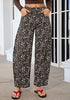 Bleached Sand Leopard Women's Trendy Leopard Barrel Jeans — High Waisted Baggy Wide Leg Stretchy Denim Pants with Front Seam & Ankle Length