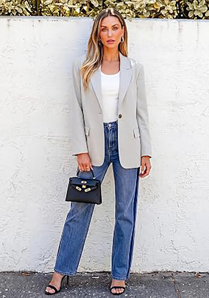 Medium Blue Women's High Waisted Straight Leg Jeans, Tuxedo Side Stripe Stretchy Denim Pants, 29" Inseam Relaxed Fit 90s Style Concert Outfits