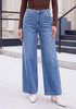 GRAPENT Women's High Waisted Wide Leg Baggy Jeans | Stretchy Denim, Adjustable Cinched Waist, 30