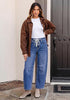 Classic Blue Barrel Jeans for Women High Waisted Baggy Drawstring Wide Leg Denim Pants Stretchy Ankle Length 27.5 Inseam Casual Trendy