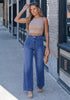 GRAPENT Women's High Waisted Wide Leg Jeans | Soft Stretch Denim, Patch Pocket, 29.5