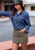 Khaki Leopard Print Mini Skirt for Women High Waist Stretchy 90s Animal Print Short Skirt Fall Country Concert Outfit Western Style