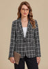 GRAPENT Women's Tweed Plaid Blazer | Notched Lapel, Fully Lined, Shoulder Pads, Single Button, 2 Pockets, Interview Office Business Casual