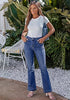 Medium Blue  Women's Trendy Mid Rise Bootcut Jeans — Stretchy Western Denim Pants with 90s Vintage Flare & 30.5