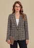 GRAPENT Women's Tweed Plaid Blazer | Notched Lapel, Fully Lined, Shoulder Pads, Single Button, 2 Pockets, Interview Office Business Casual